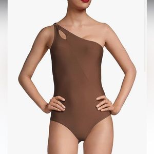 Lands End Brown One Shoulder One Piece Swimsuit Sz. 24W NWT‎